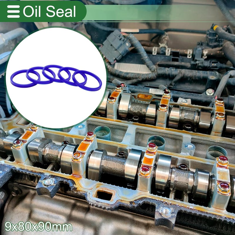 TUCKBOLD Universal Oil Seal UN Lip Seal Ring Rotary Shaft Seal 80x90x9mm High Pressure TPU Blue 5 Pcs - Image 2